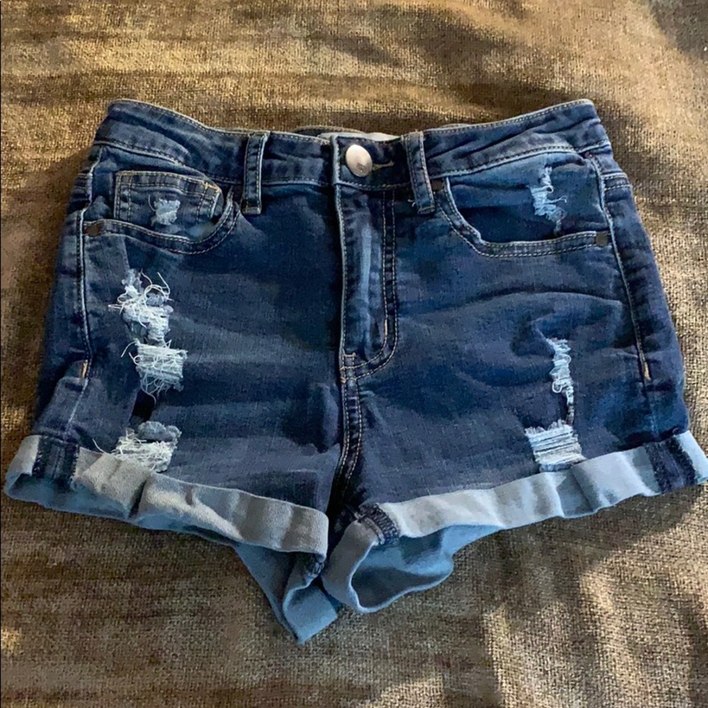 Ripped jean shorts
